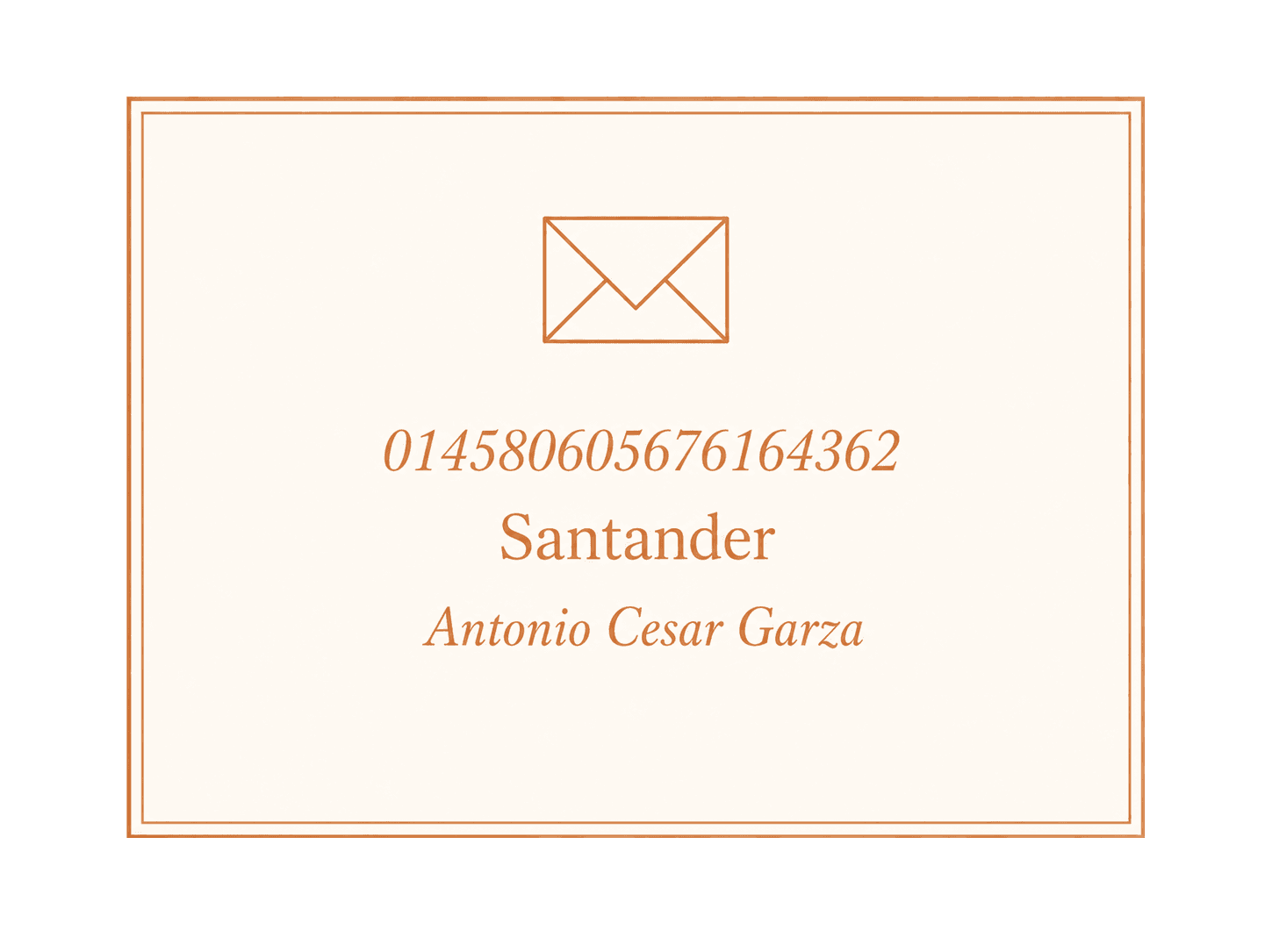 Cuenta bancaria Santander — Antonio Cesar Garza